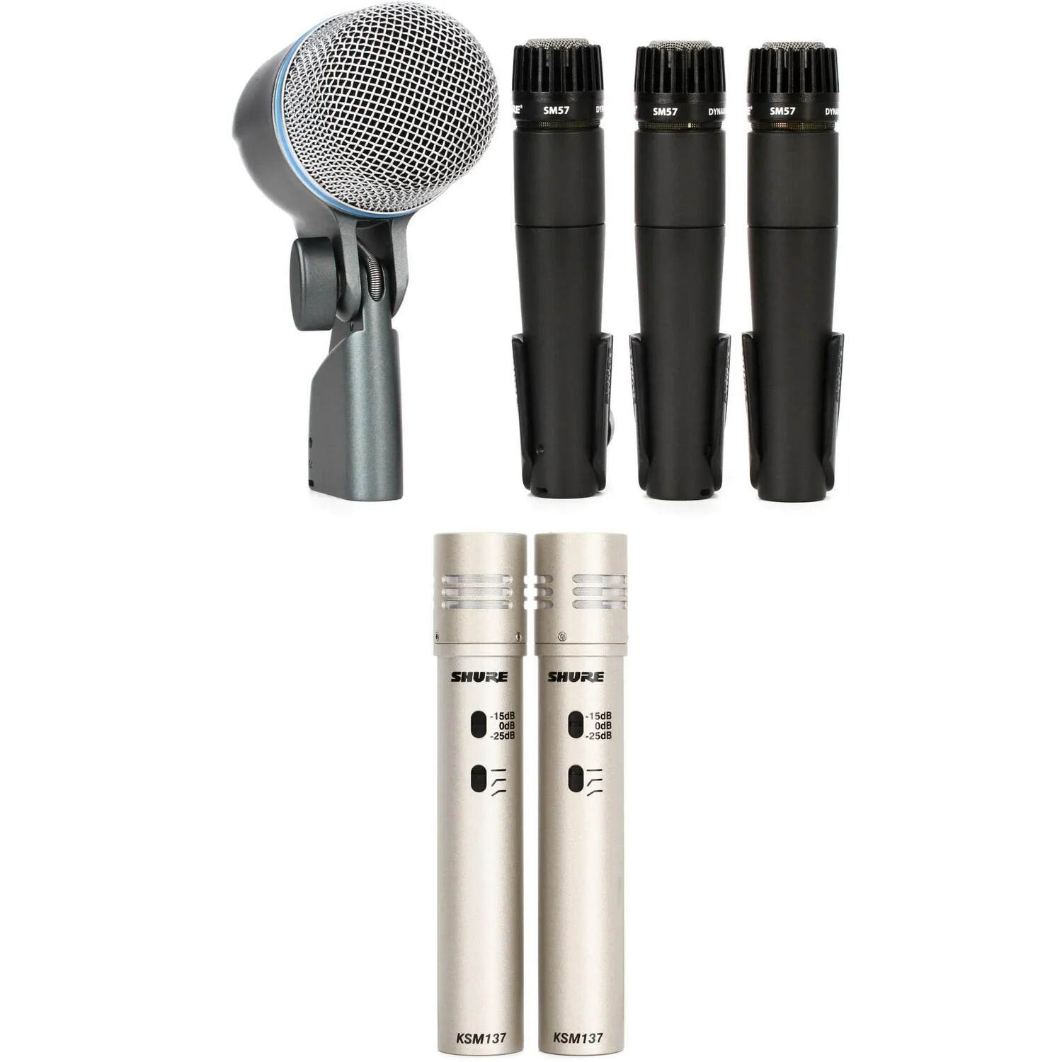 

Комплект парных барабанных микрофонов Shure DMK57-52 и KSM137