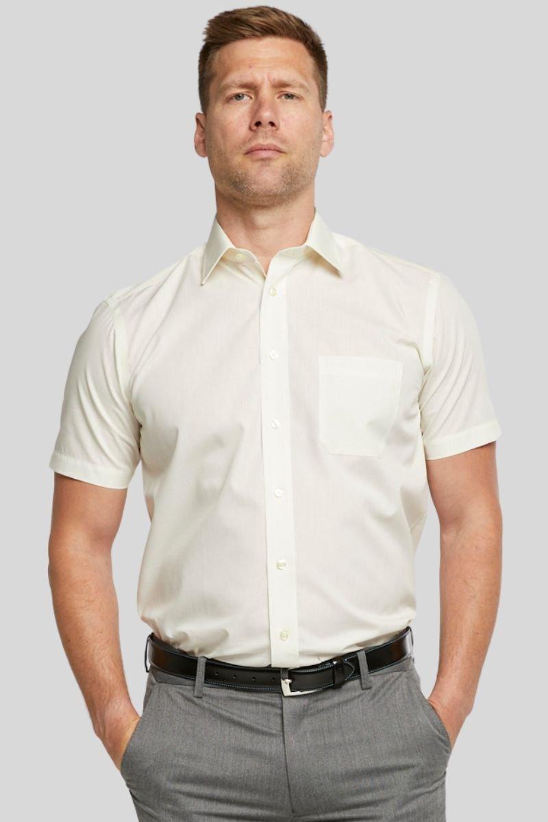 Кремовая рубашка с короткими рукавами и негладким покрытием Double TWO, белый