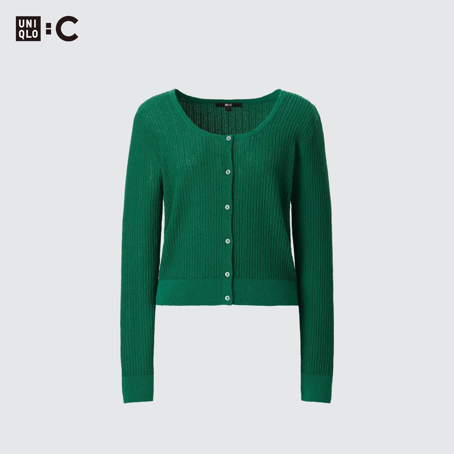 

Кардиган Uniqlo женский с круглым вырезом, зеленый
