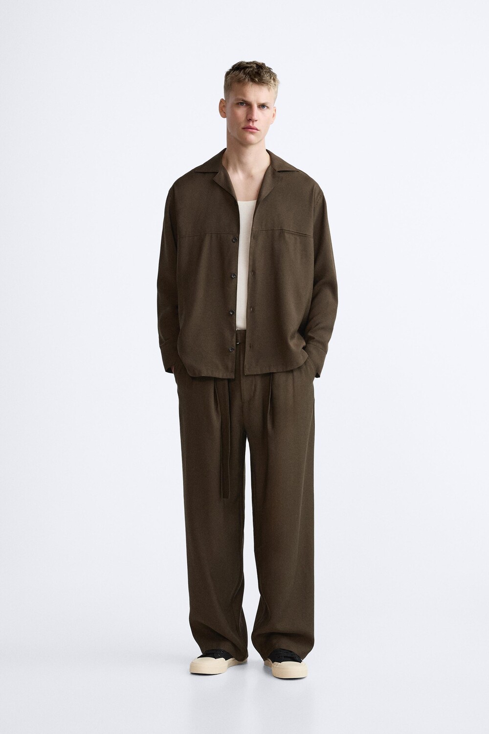 

Брюки из вискозы ZARA, темный хаки