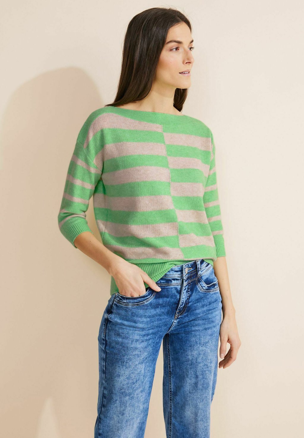 Вязаный свитер MIT STREIFENPRINT Street One, цвет grün