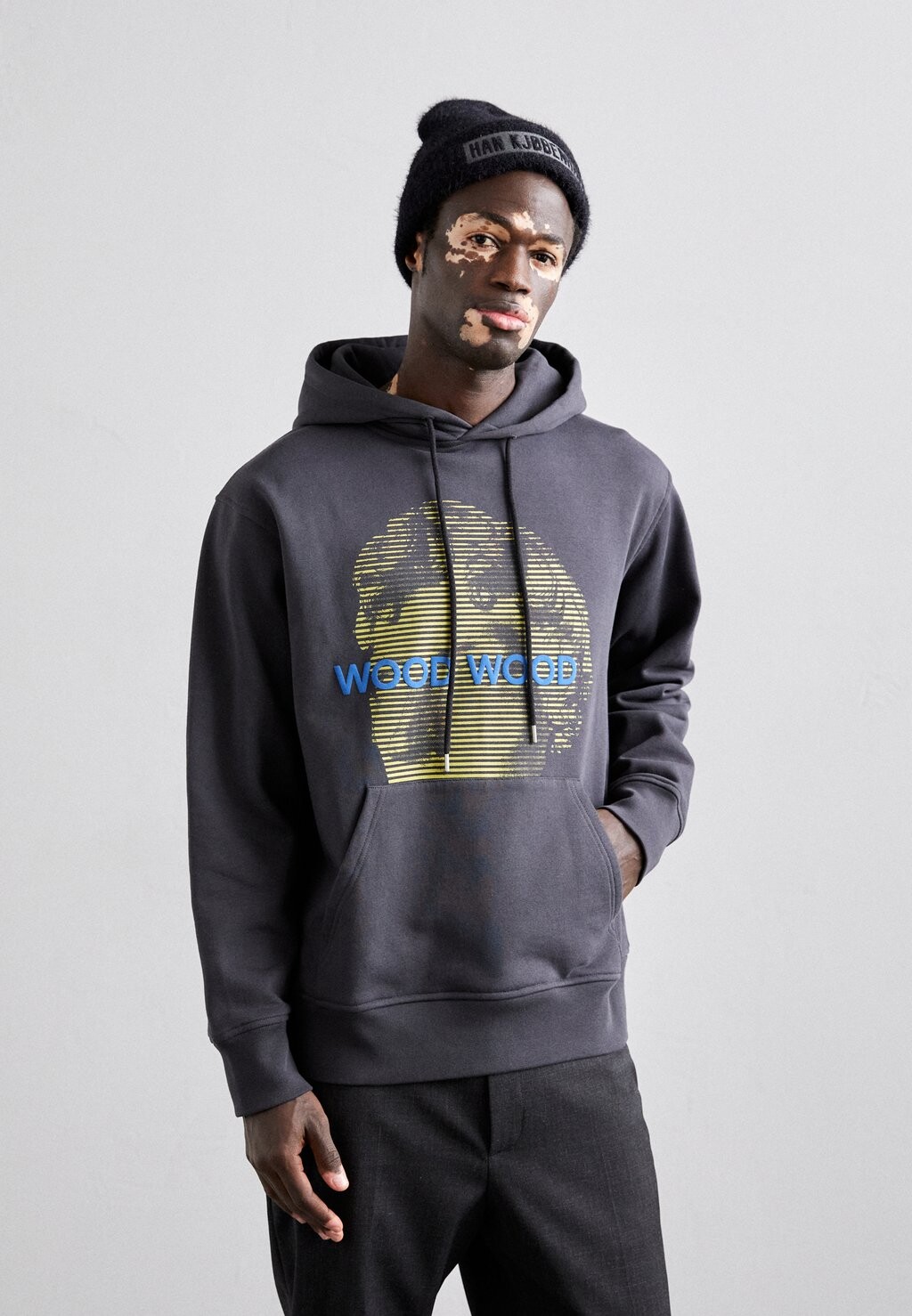 

Толстовка Zeus Striped Face Hoodie Wood Wood, цвет anthracite