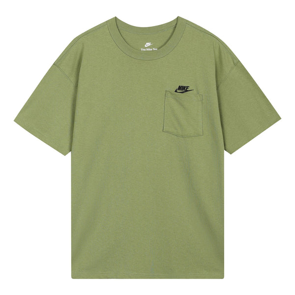 Футболка Men's Nike Solid Color Pocket Round Neck Loose Short Sleeve Green T-Shirt, зеленый