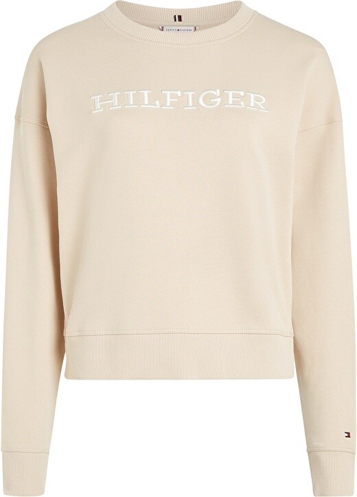 

Бежевая женская толстовка с круглым вырезом и принтом Tommy Hilfiger, Бежевый