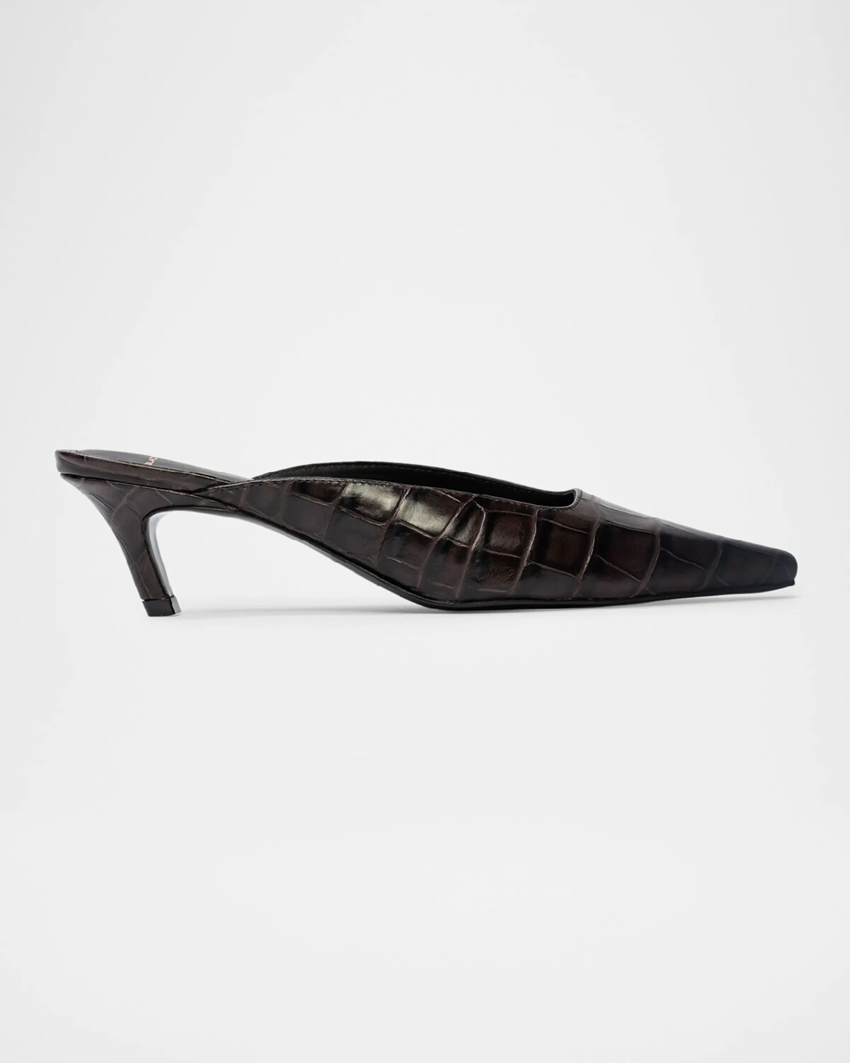 

Кожаные туфли-мюли Logan Kitten Black Suede Studio, цвет Dark Brown Croco Leather