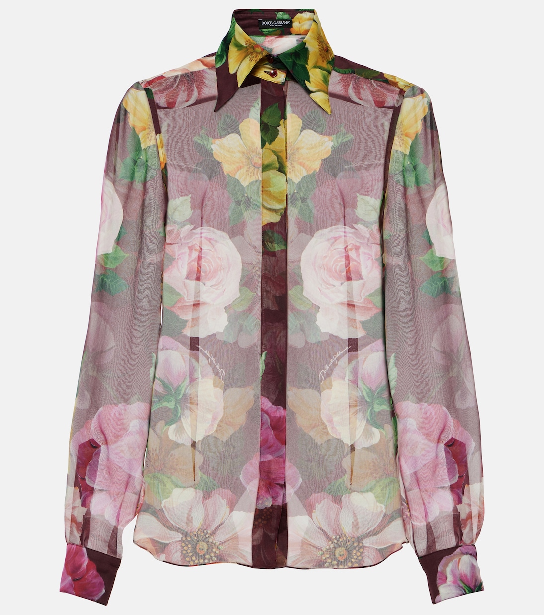 цена Блузка из шелкового шифона с принтом Dolce&Gabbana, мультиколор