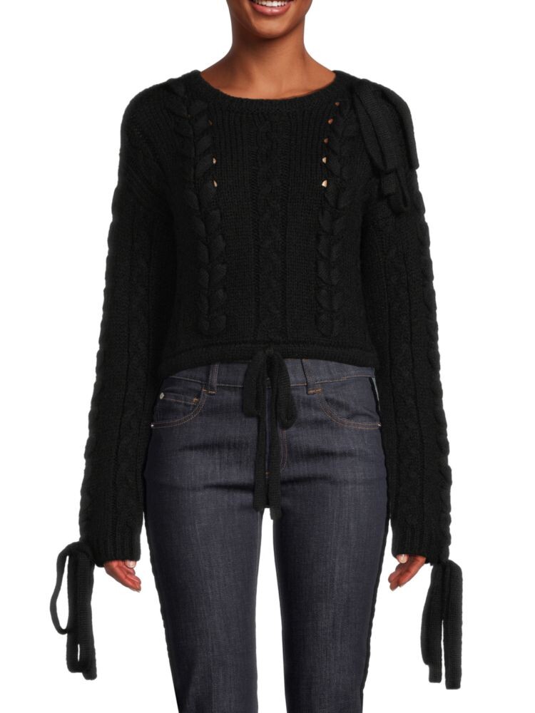

Свитер вязаной вязки с завязками Redvalentino, цвет Nero
