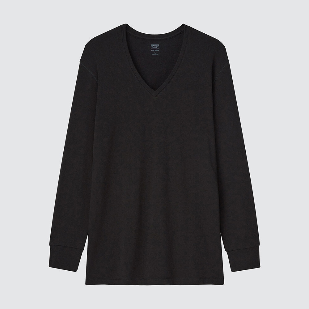 

Мужская футболка Uniqlo Duoshuan HEATTECH с глубоким вырезом, черный