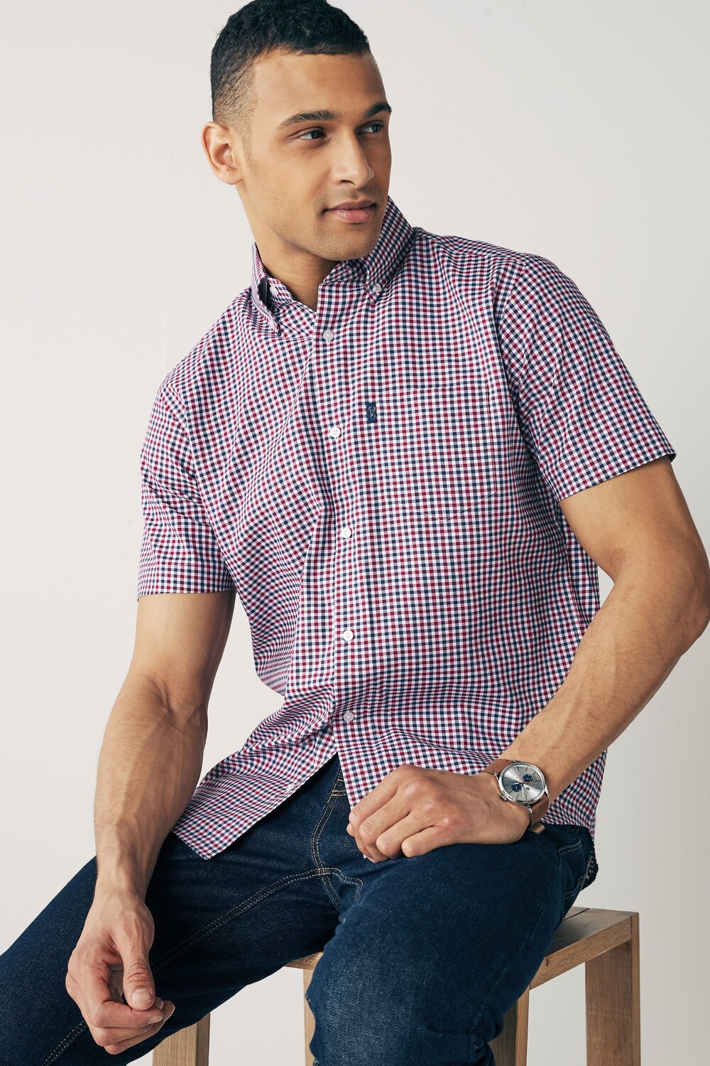 

Рубашка Oxford Easy Iron на пуговицах Next, синий
