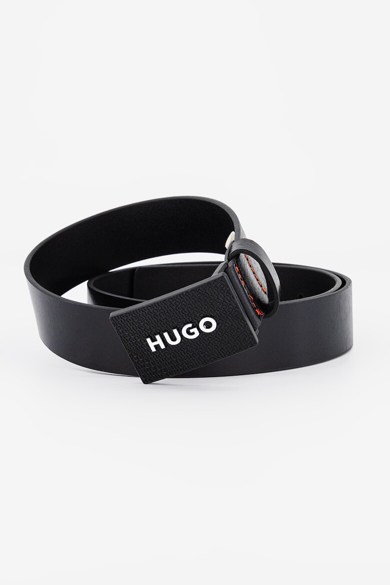 

Кожаный ремень с логотипом на пряжке Hugo, черный