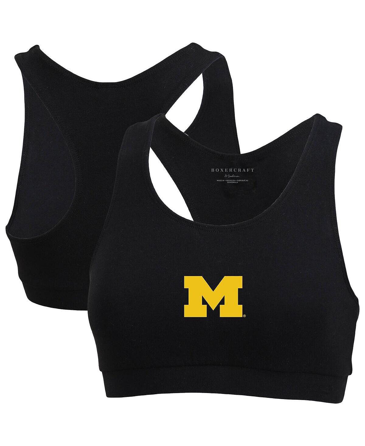 

Черный женский спортивный бюстгальтер Michigan Wolverines для поддержки вашей команды Boxercraft, черный