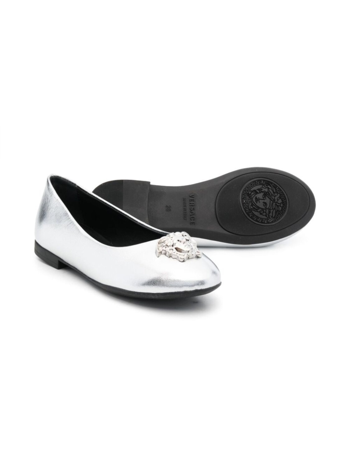

Versace Kids балетки с декором Medusa, серебристый