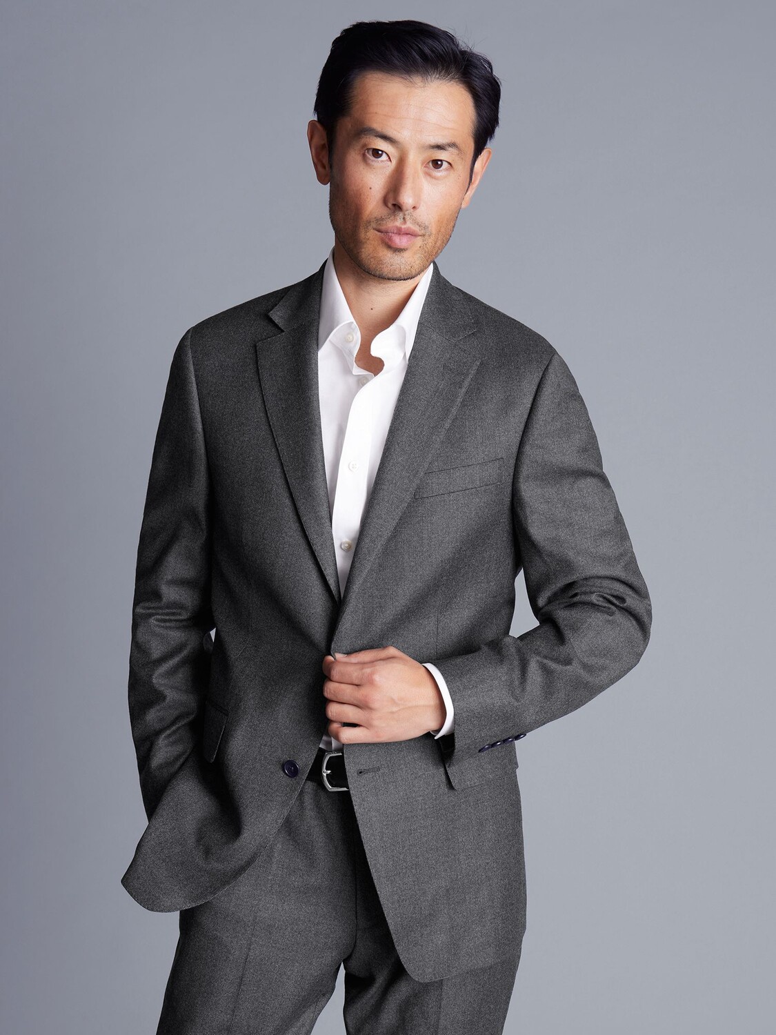 

Итальянский шерстяной пиджак узкого кроя Pindot Charles Tyrwhitt, серый