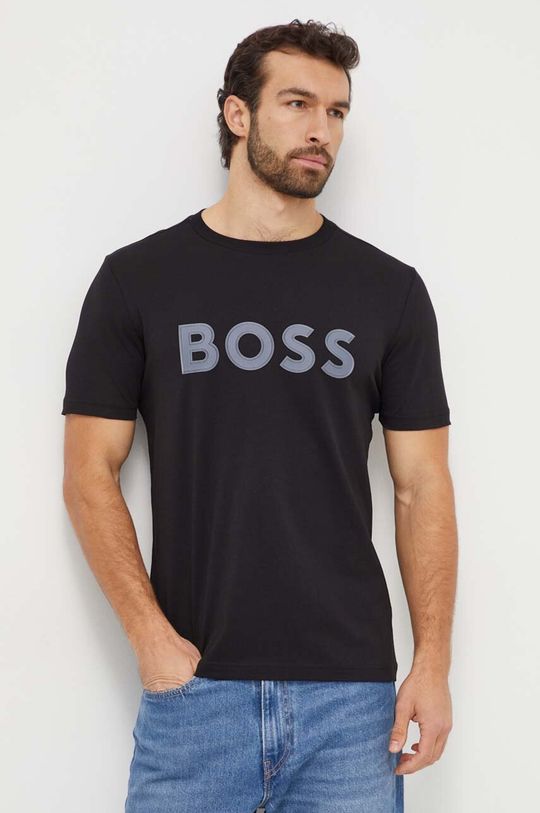 Хлопковая футболка Boss Green, черный