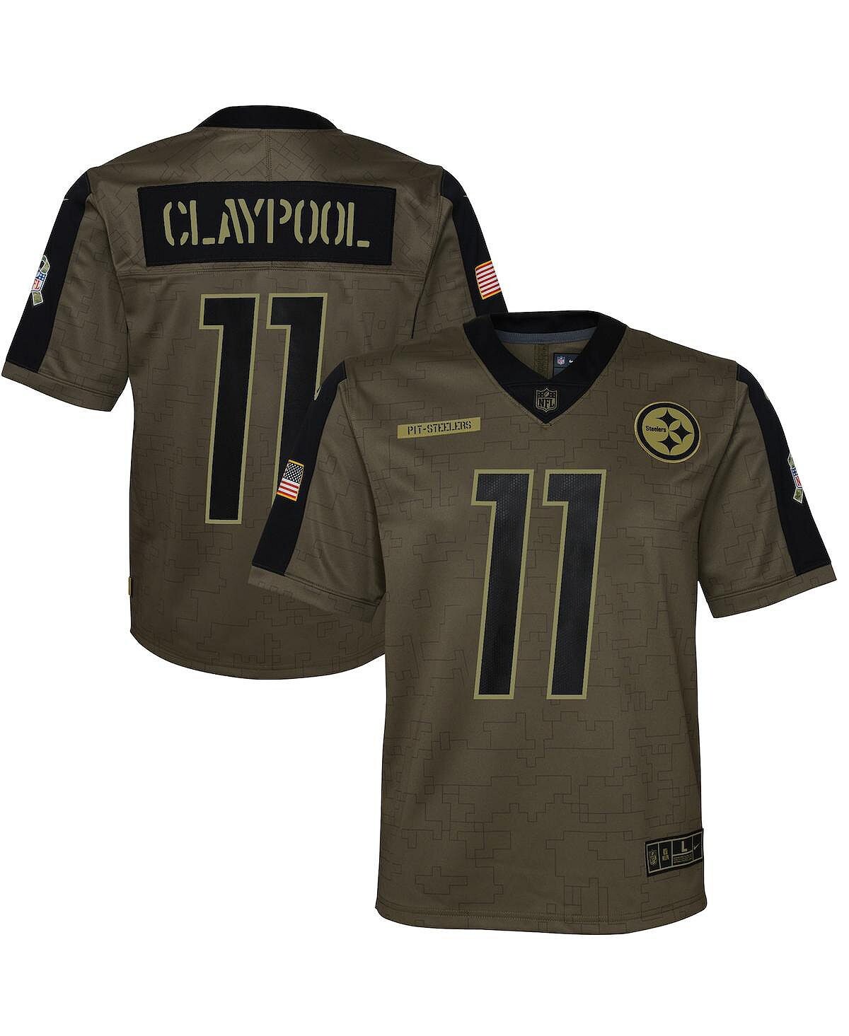 

Джерси Big Boys Chase Claypool Olive Pittsburgh Steelers 2021 Salute To Service Game Nike