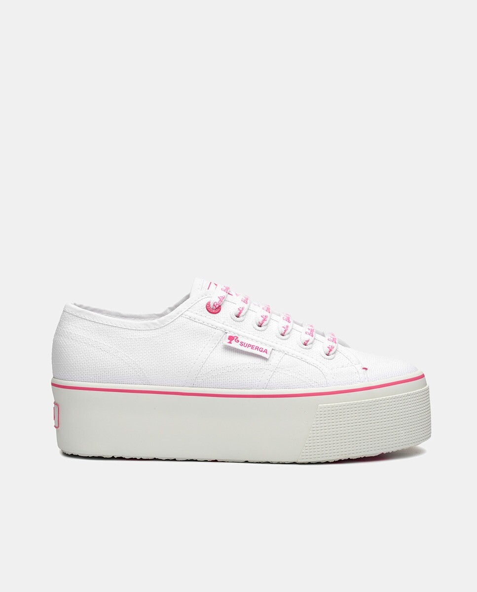 

2790 Барби женские низкие кеды из парусины в форме шлема на платформе Superga, белый