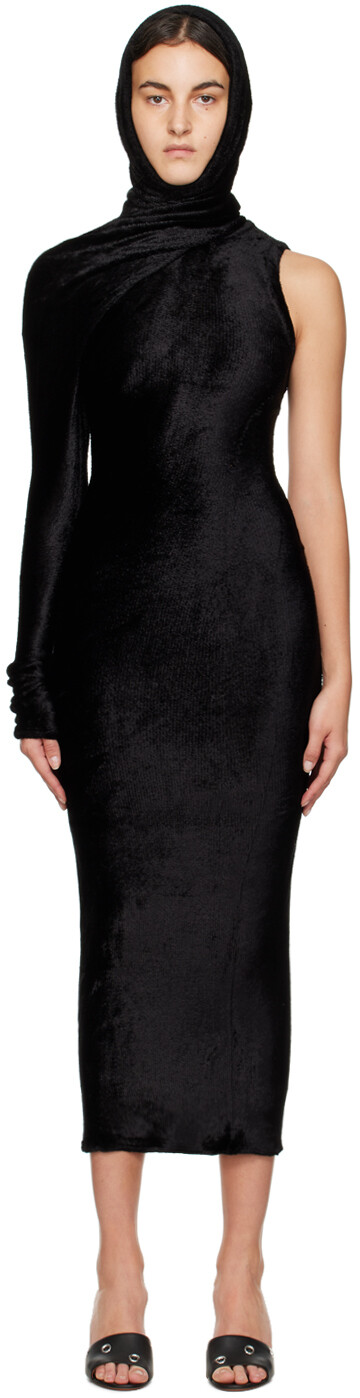 

ALA Черное платье макси с капюшоном ALAÏA, Черный, ALA Черное платье макси с капюшоном ALAÏA