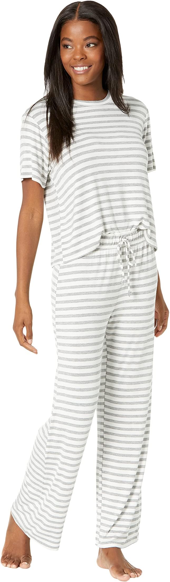 Полностью американский пижамный комплект из джерси Honeydew Intimates, цвет Ivory Stripe