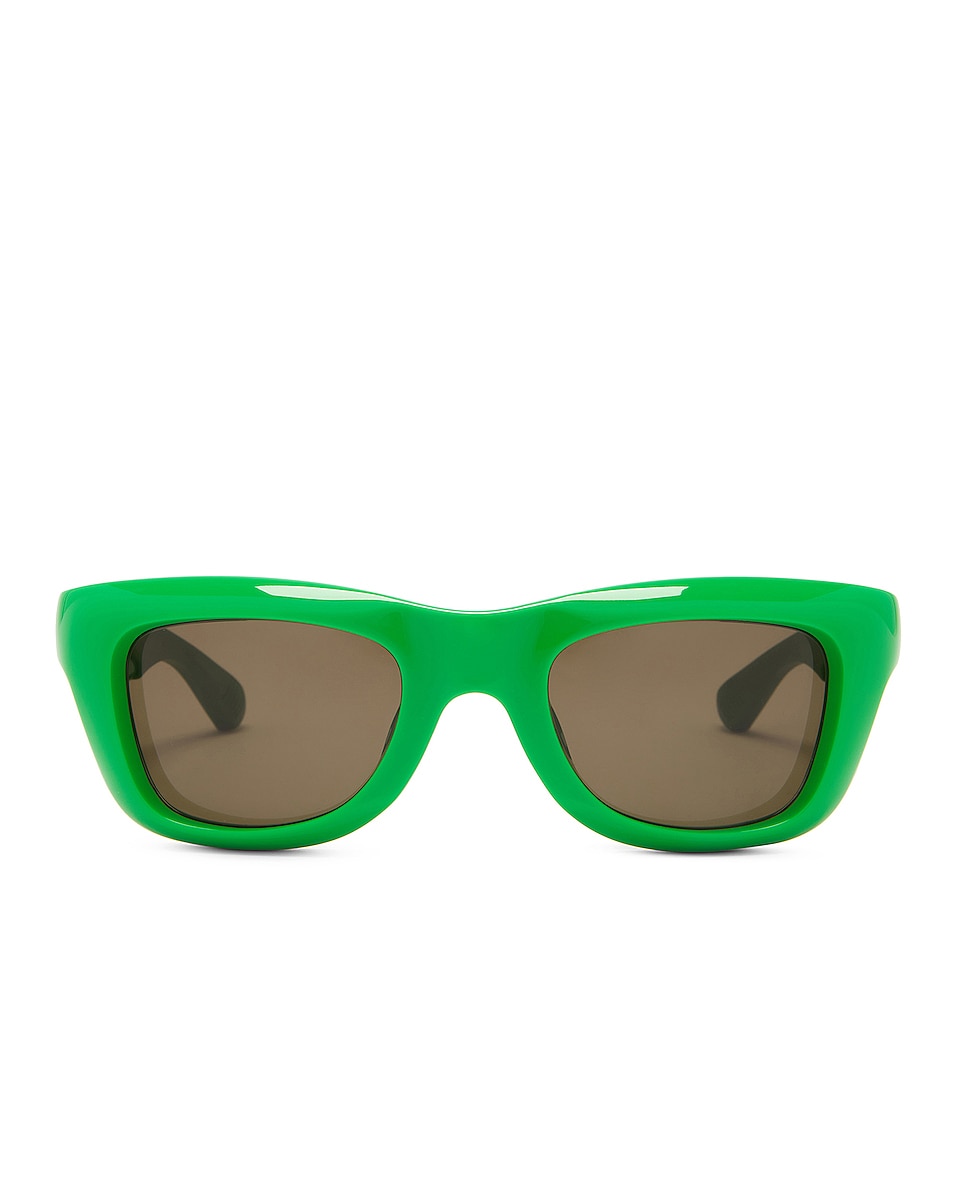 Солнцезащитные очки Bottega Veneta Mix Materials, цвет Shiny Solid Green солнцезащитные очки bottega veneta triangle stud round цвет shiny solid black