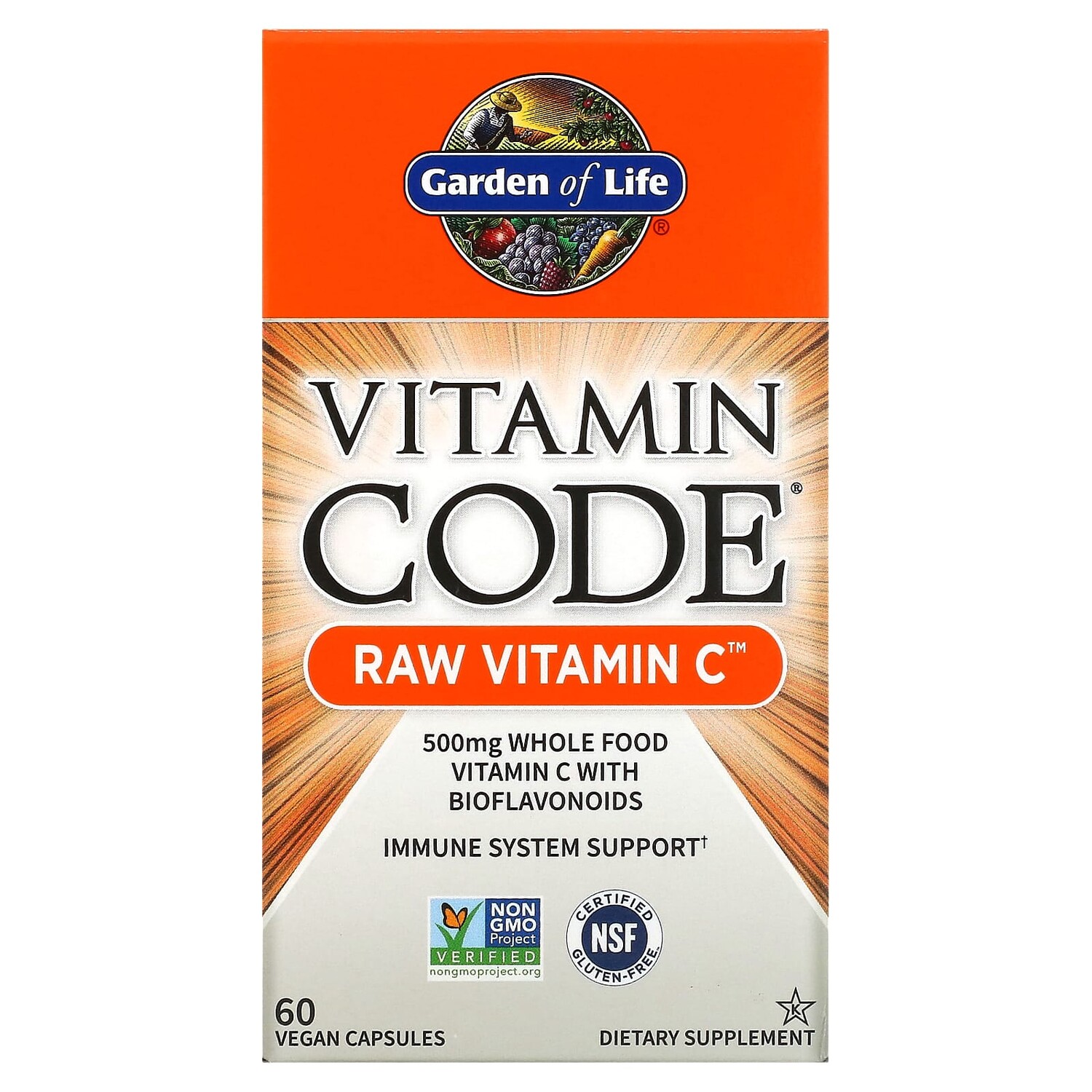 

Vitamin Code, Raw Vitamin C, 60 веганских капсул, Garden of Life