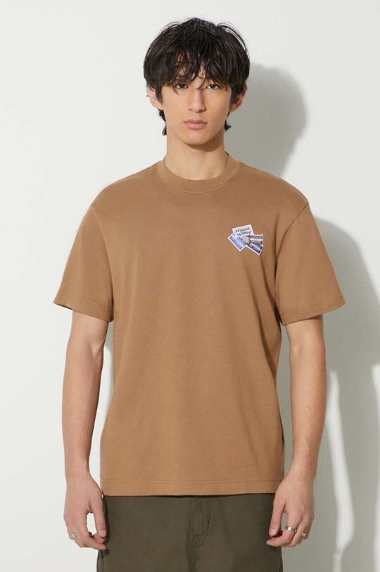 

Хлопковая футболка Lacoste, коричневый