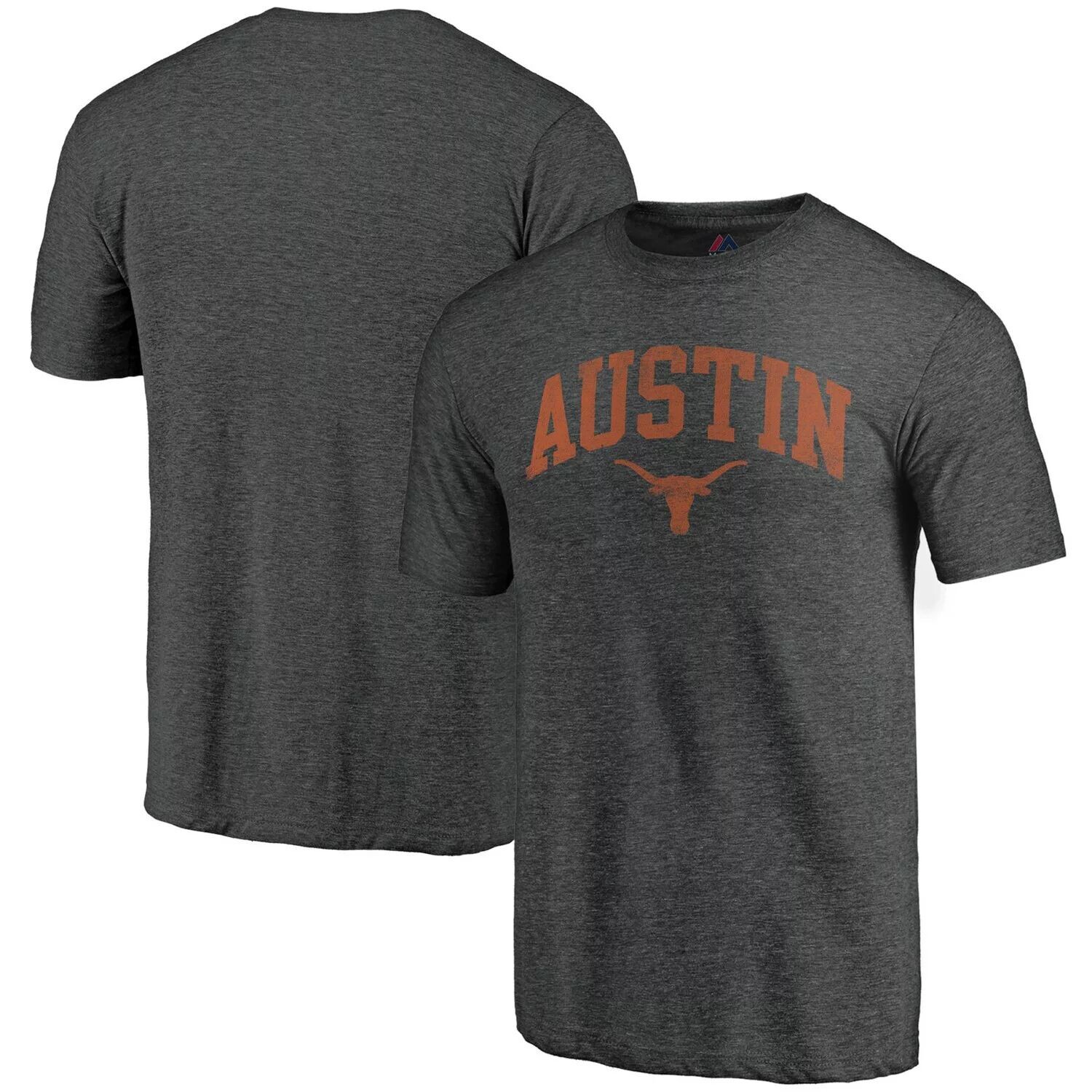 

Мужская фирменная футболка с древесно-угольным рисунком Texas Longhorns College Town Tri-Blend Fanatics