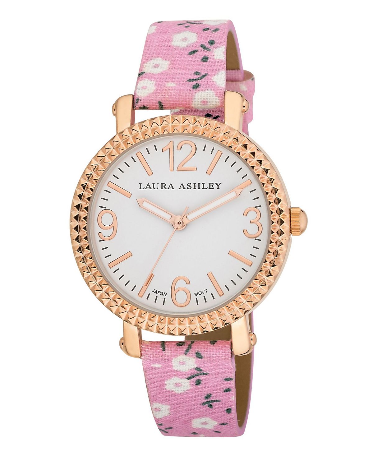 цена Женские часы с рифленым безелем на розовом цветочном ремешке Laura Ashley