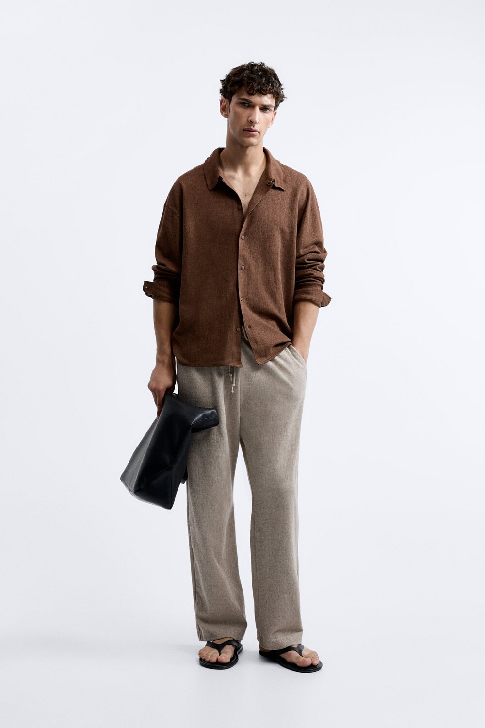 

Брюки из текстурированного жаккарда Zara, норка, Серый