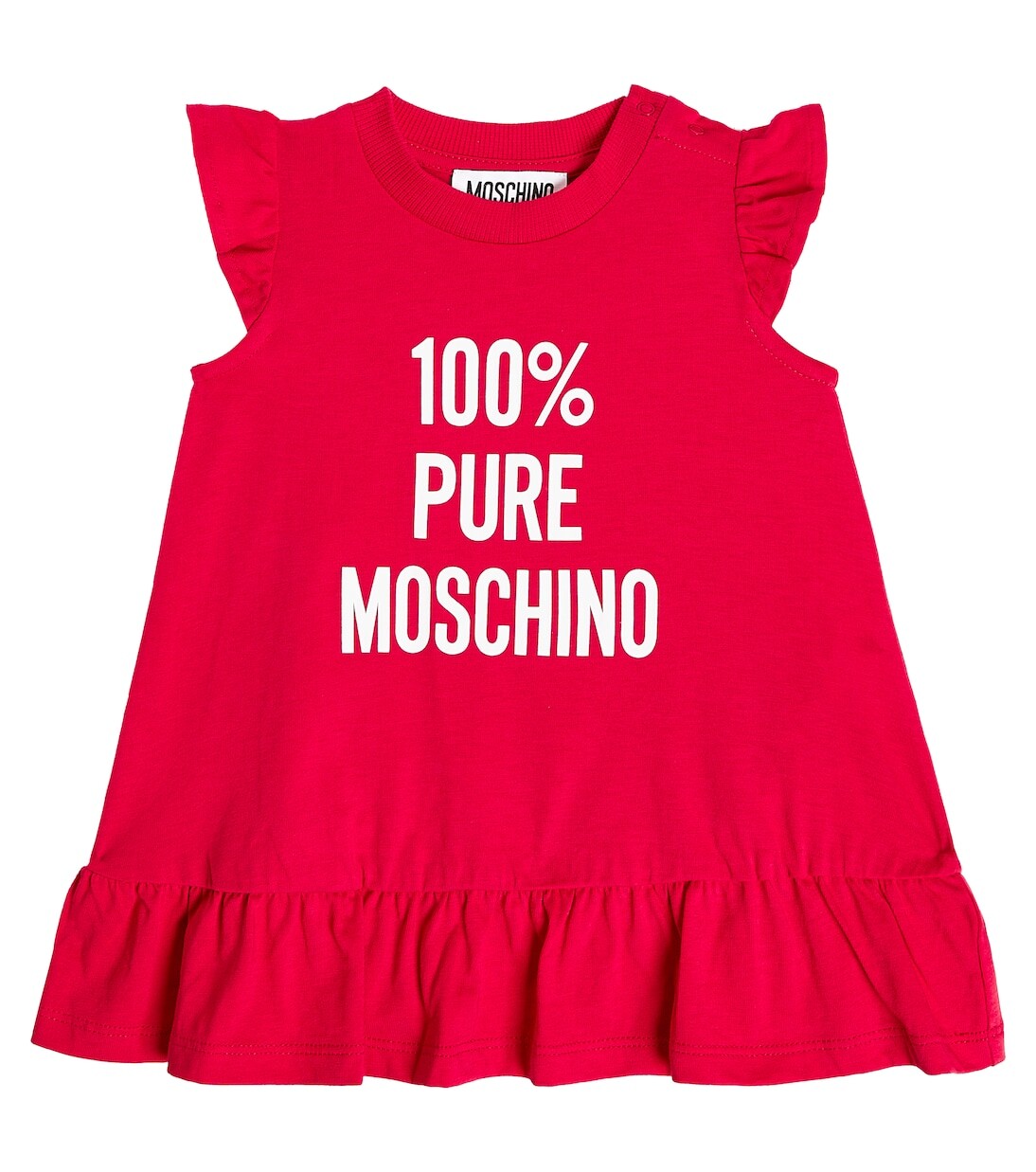 

Платье из хлопкового джерси с детским принтом Moschino Kids, красный