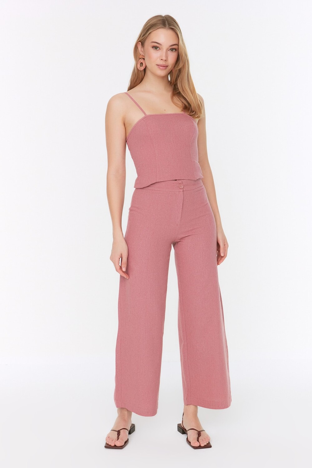

Брюки с завышенной талией Dusty Rose Petite Trendyol, розовый