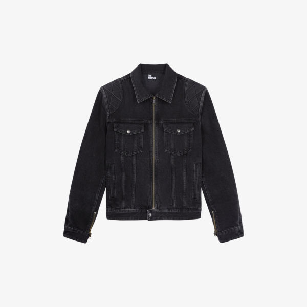 

Джинсовая куртка классического кроя с подплечниками The Kooples, черный
