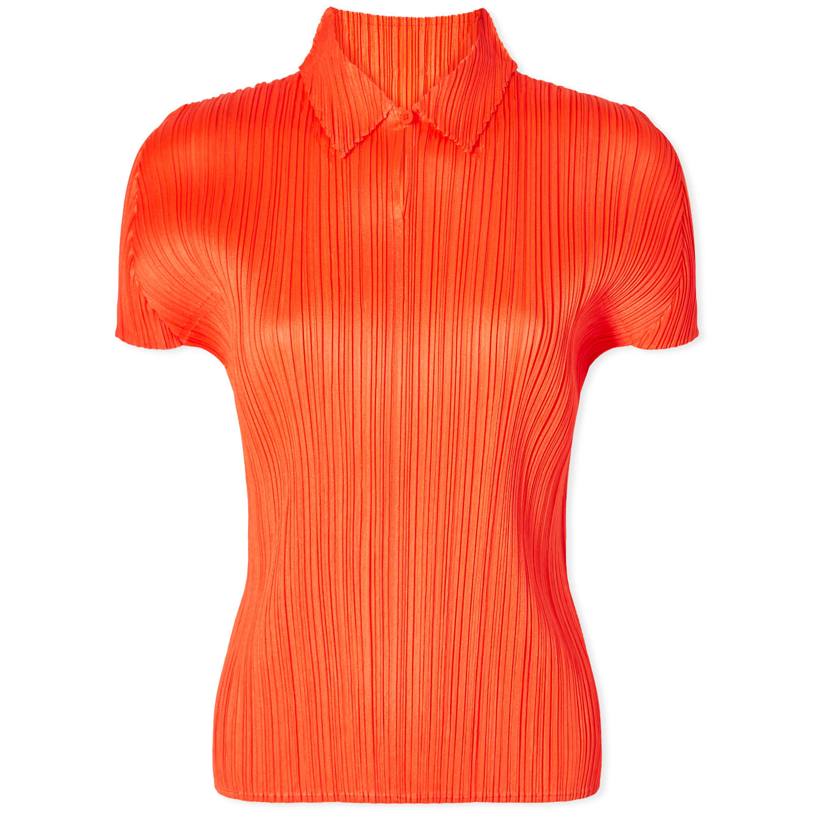 

Поло Pleats Please Issey Miyake Short Sleeve Pleats Polo Top, оранжевый