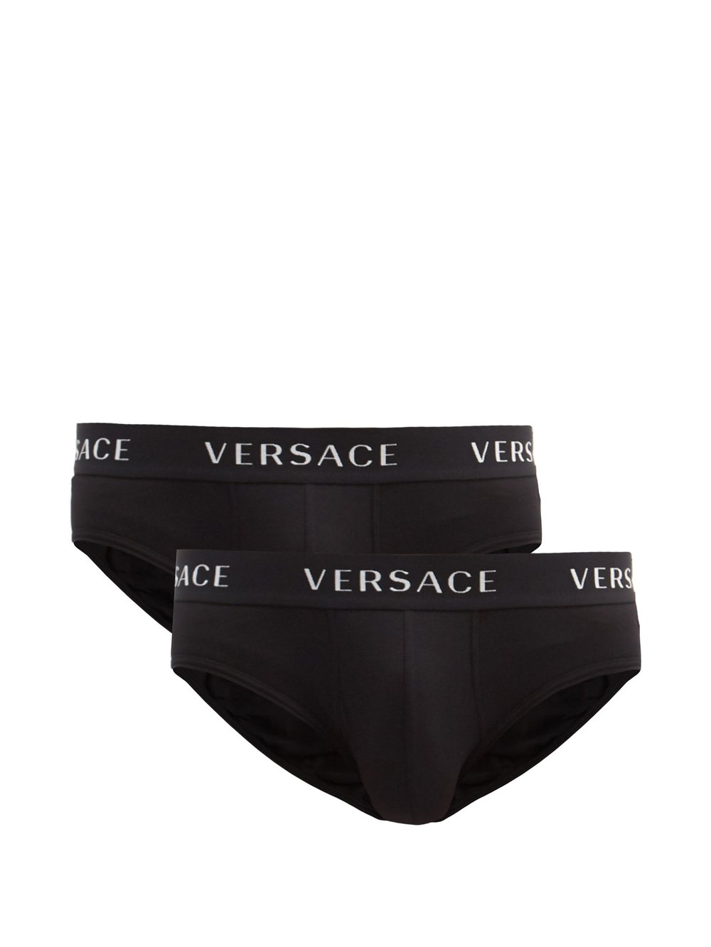 цена Комплект из двух жаккардовых трусов с логотипом из смесового хлопка. Versace, черный