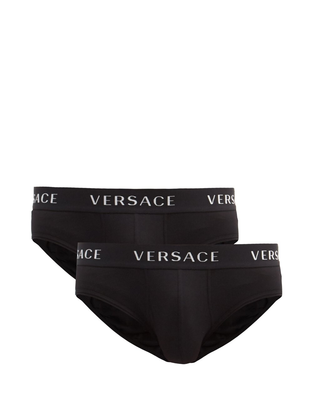 

Комплект из двух жаккардовых трусов с логотипом из смесового хлопка. Versace, черный