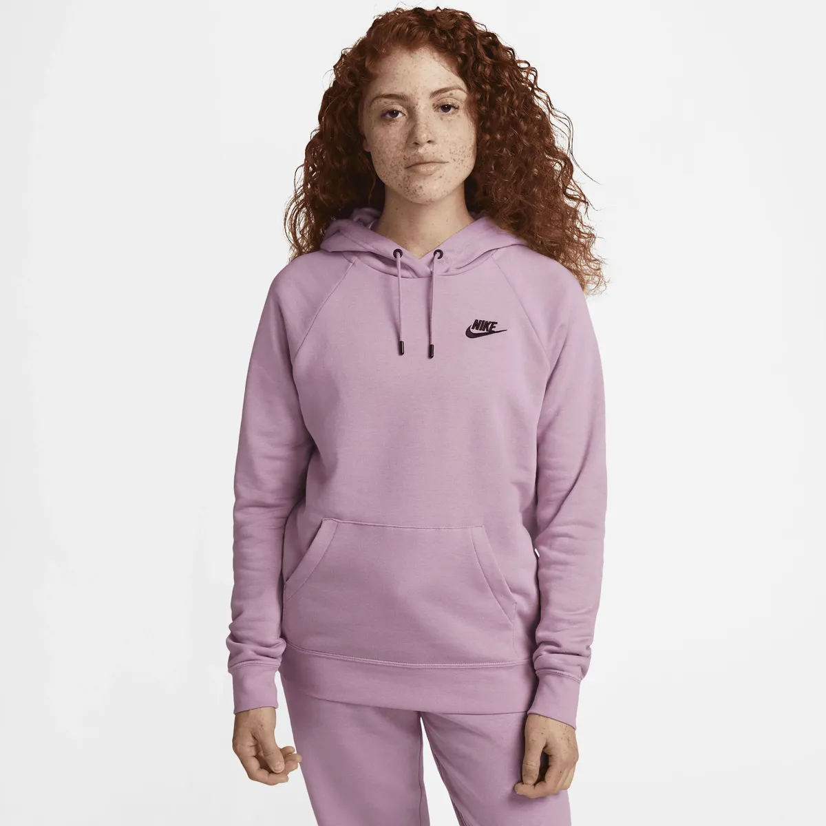 

Толстовка с капюшоном Nike Sportswear "W NSW ESSNTL FLC PO HOODIE", цвет Orchid/Black