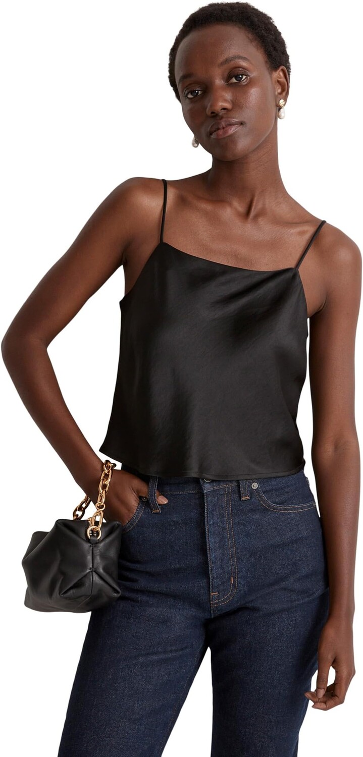 Майка Satin Square-Neck Cami Madewell, цвет True Black