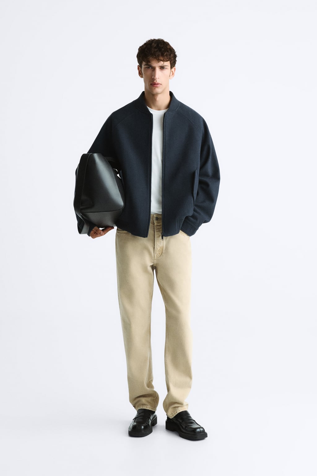 

Шерстяной бомбер ZARA, синий