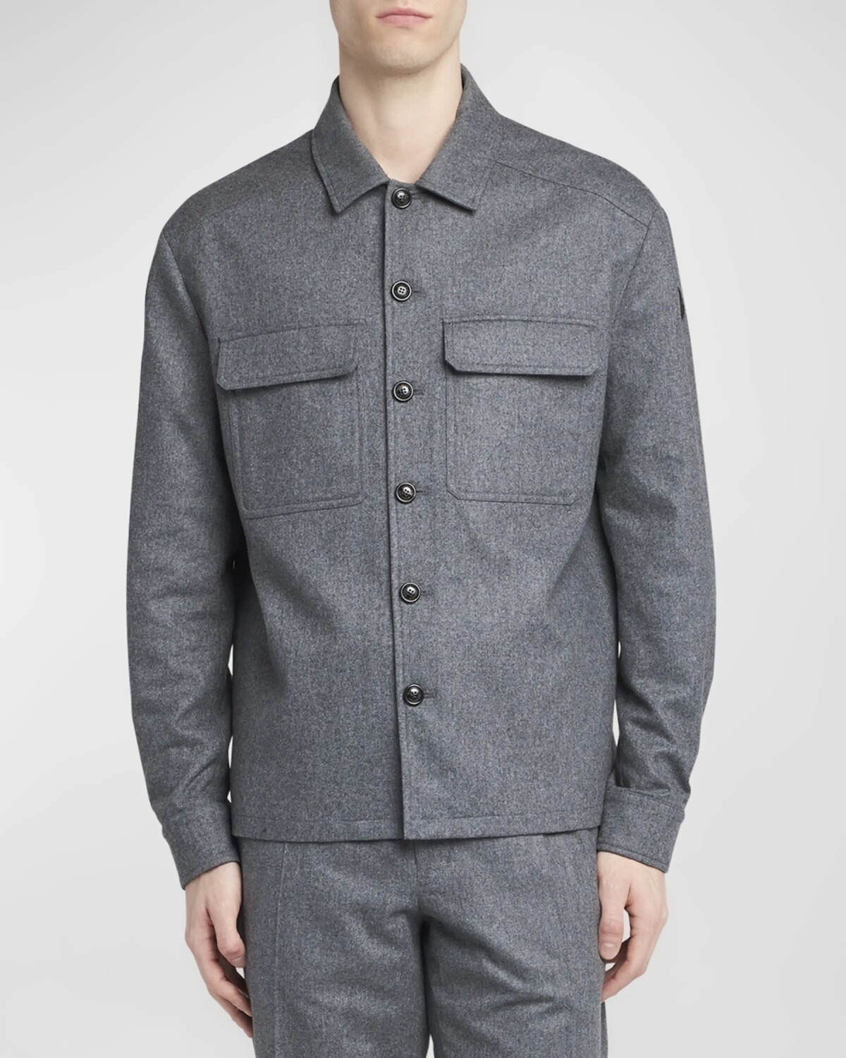 

Мужская кашемировая рубашка на пуговицах с карманами Moncler, цвет Grey