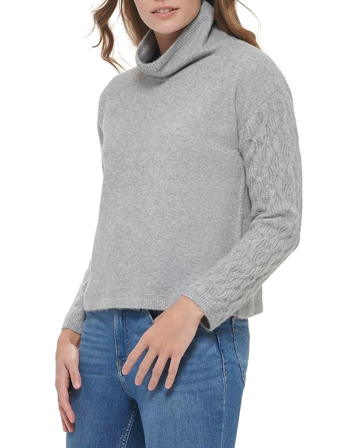 

Свитер Calvin Klein Cowl Neck with Cable Sleeve, цвет Heather Granite