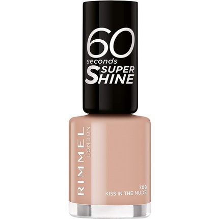 Rimmel 60 Seconds Super Shine Лак для ногтей с цветными блоками Ультра-блеск и длительное быстрое высыхание Kiss In The Nude 8 мл, 3 Brujas