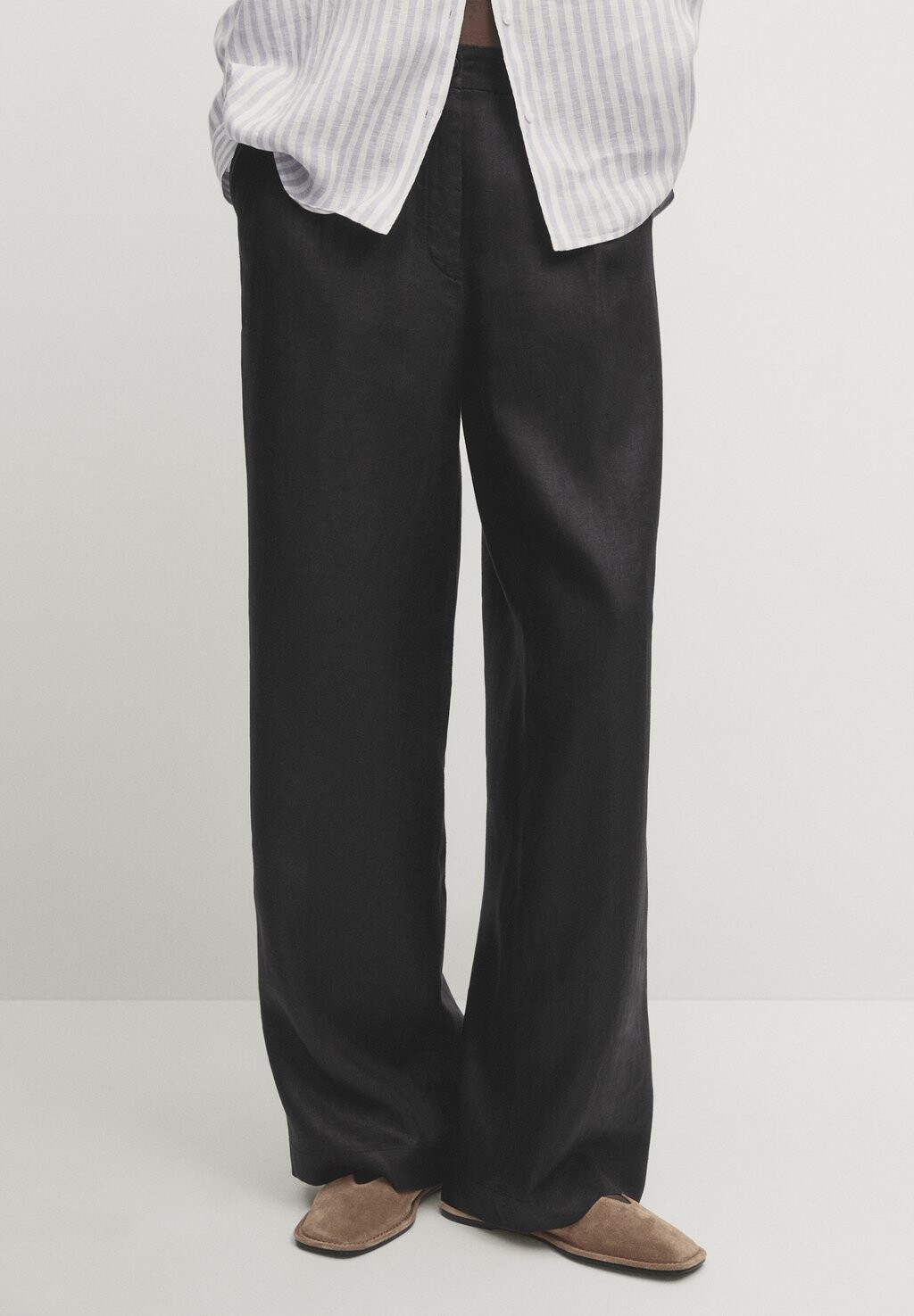 

Брюки из ткани WIDE Massimo Dutti, черный