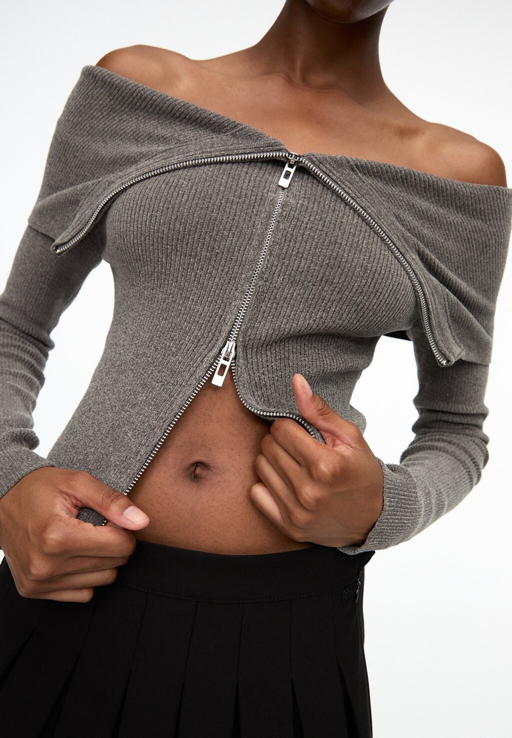 

Кардиган CUT-OUT PULL&BEAR, темно-серый