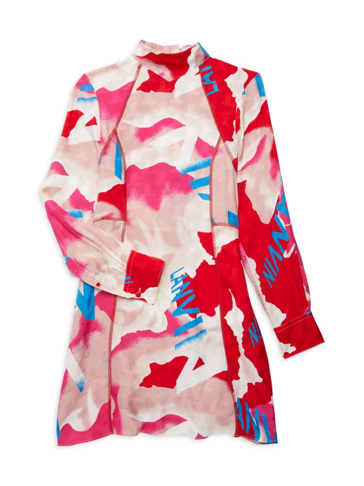 Абстрактное платье из смесового шелка Lanvin, цвет Rouge