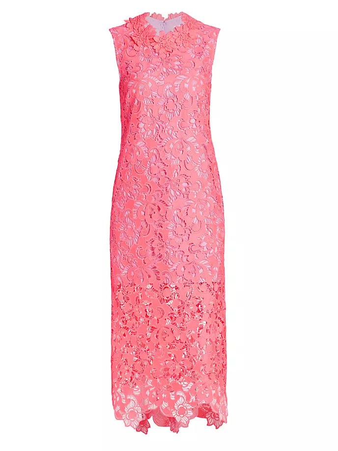 

Кружевное платье миди Mallie Aknvas, цвет volt pink