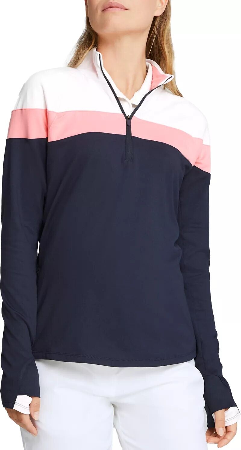 

Женская легкая футболка для гольфа Puma с длинным рукавом и молнией 1/4