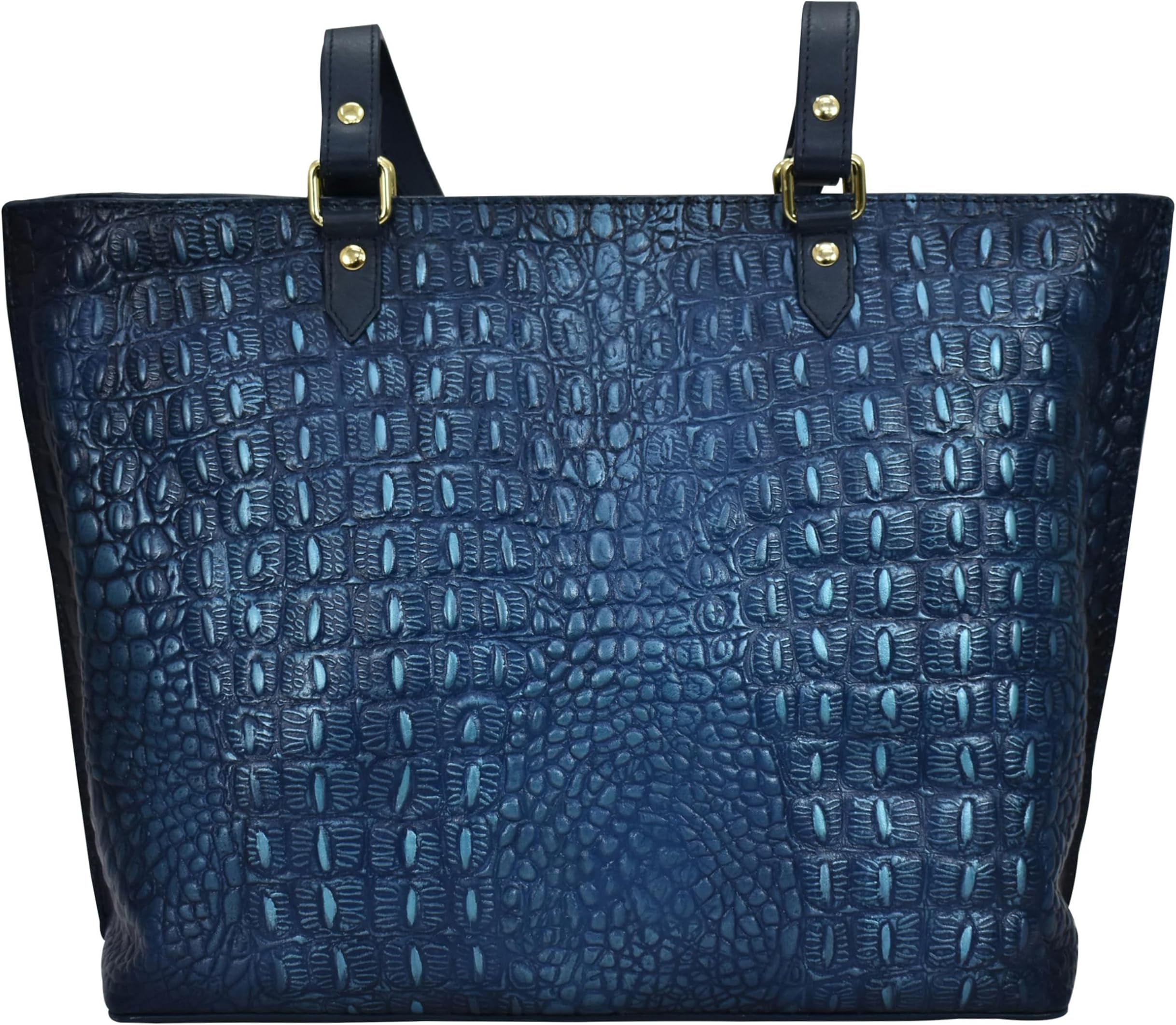 Большая сумка-тоут с молнией 698 Anuschka, цвет Croc Embossed Sapphire