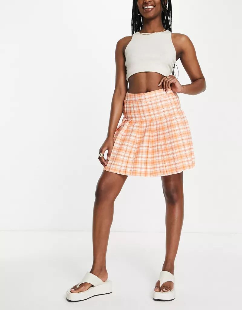 Оранжевая теннисная юбка в клетку New Look