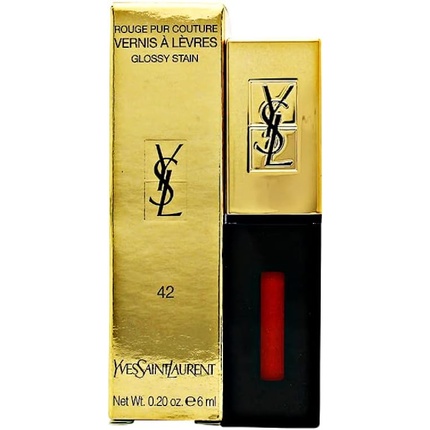 Ysl Rouge Pur Couture Vernis A Levres Глянцевая морилка 6мл №42 Мандариновый Муар, Yves Saint Laurent ysl vernis a levres vinyl rouge pur couture
