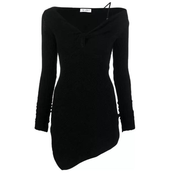 

Платье desai asymmetric ribbed-knit minidress The Attico, черный