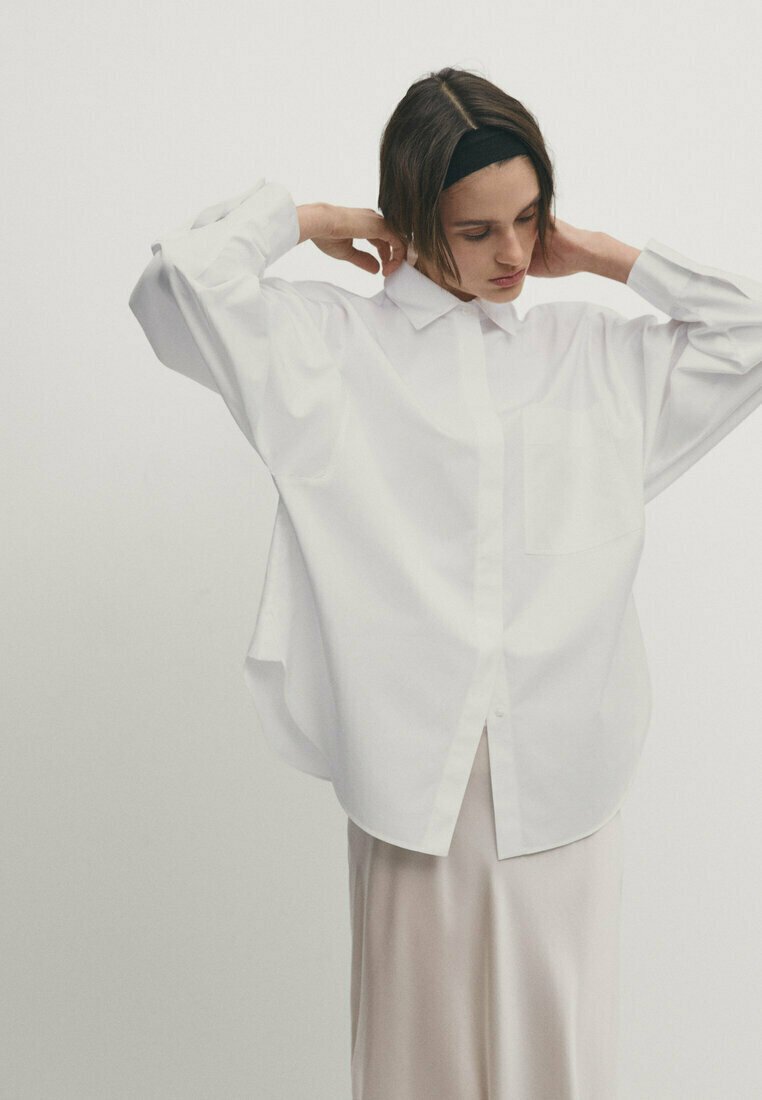 Рубашка With Pocket Massimo Dutti, белый рубашка massimo dutti poplin with pocket белый